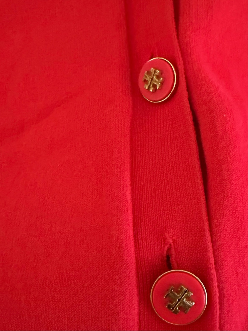 GUC SZ L Tory Burch Red Cardigan with Logo Buttons - Picture 3 of 6